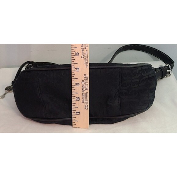 Fossil Black Monogram Canvas Zip Baguette Bag Y2K 90's Key Charm Trendy - Picture 13 of 14